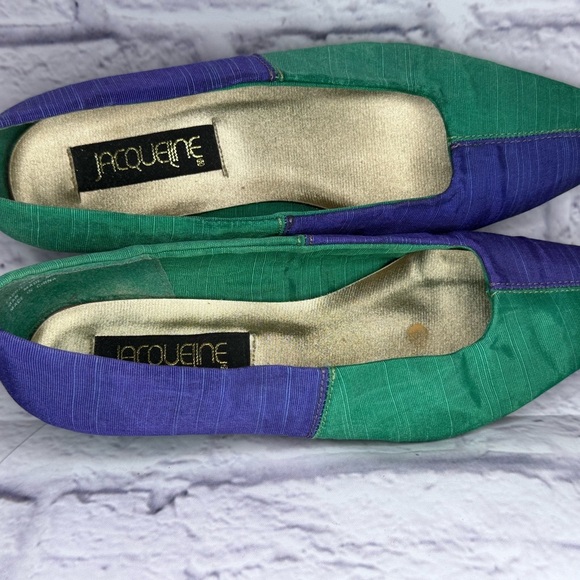 Jacqueline Vintage Two-Tone Green and Purple Pumps Size 8 - Picture 6 of 7